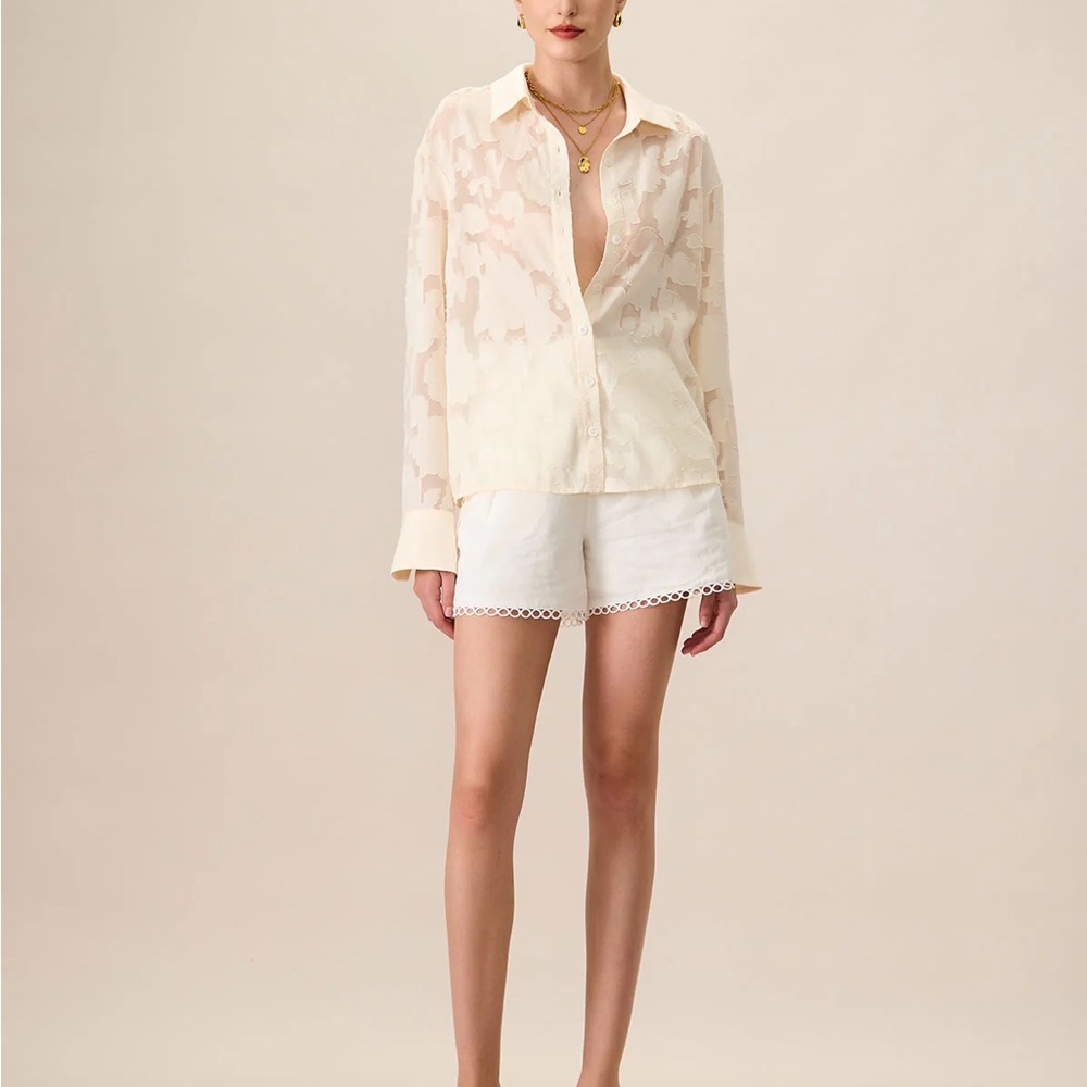 Women's Apricot Jacquard Long Sleeve Shirt